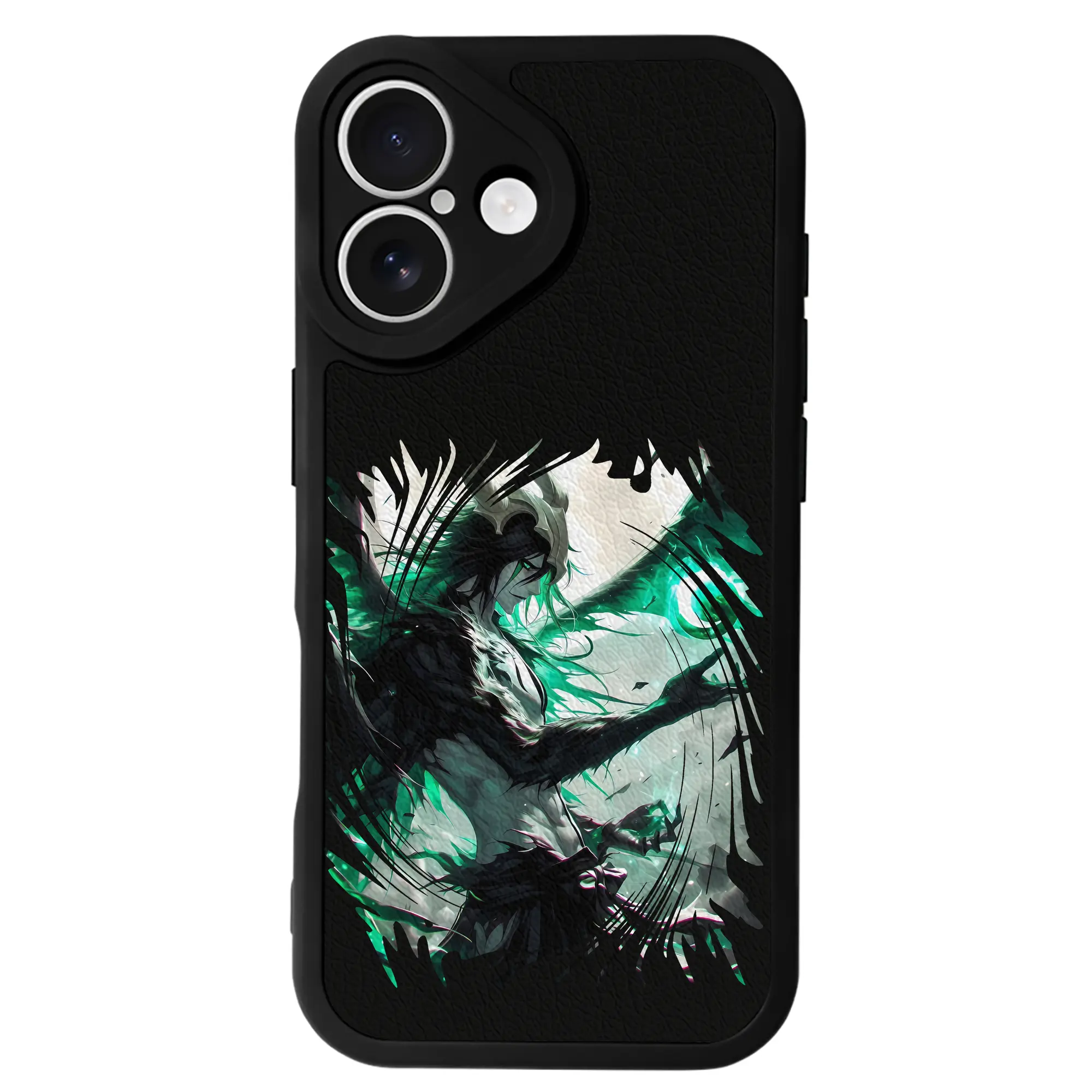 ブリーチ グッズ ウルキオラ・シファー - IPhone 16シリーズ対応 ・ シリコンスマホケース ・ レザー調 ・ 高精度フィット ・ 耐衝撃 ・ ワイヤレス充電対応 ・ 精密カット